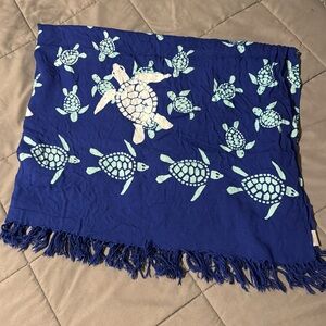 Island X Hawaii Blue Scarf / Sarong with Turtle Pattern